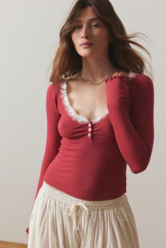 Diana Lace-Trim Henley Top - XL at Urban Outfitters - Out From Under - Modalova