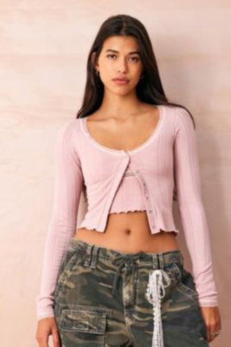 Pointelle Cardigan - Pink L at Urban Outfitters - Out From Under - Modalova