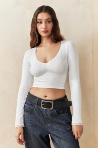 T-Picot Long Sleeve Top - All white M/L at Urban Outfitters - Out From Under - Modalova