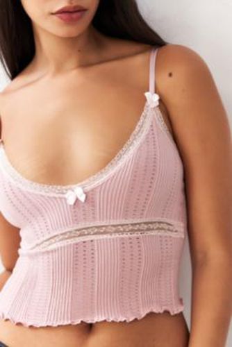 Pointelle Cami & Cardigan Set - Pink XL at Urban Outfitters - Out From Under - Modalova