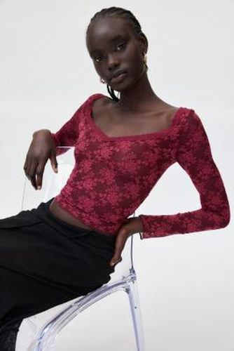 Lana Lace Plunge Long Sleeve Top - XS at Urban Outfitters - Out From Under - Modalova