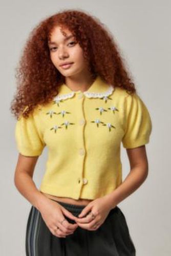 Lalisa Embroidered Cardigan - Yellow XS at Urban Outfitters - Kimchi Blue - Modalova