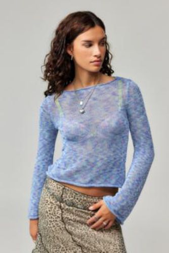 UO Space-Dye Fluted Sleeve Knit Top - Blue XS at - Urban Outfitters - Modalova