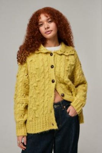 Collar Cable Knit Cardigan - Yellow XS at Urban Outfitters - BDG - Modalova