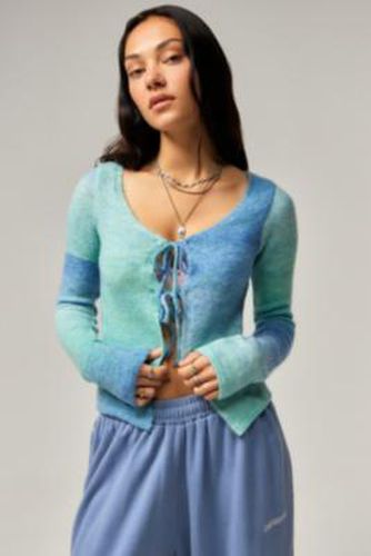 UO Sanded Space-Dye Tie-Front Top - Blue XS at - Urban Outfitters - Modalova