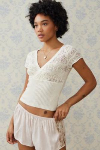 Rosario Pointelle Top - Cream XL at Urban Outfitters - Kimchi Blue - Modalova