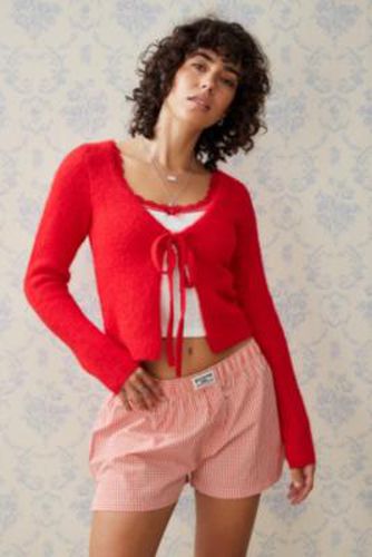 UO Tie-Front Knit Cardigan - Red XS at - Urban Outfitters - Modalova