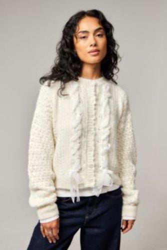 Lace Knit Cardigan - Cream XS at Urban Outfitters - Kimchi Blue - Modalova