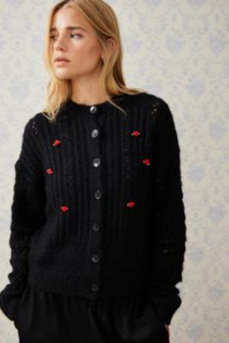 Rose Pointelle Knit Cardigan - Black XS at Urban Outfitters - Kimchi Blue - Modalova