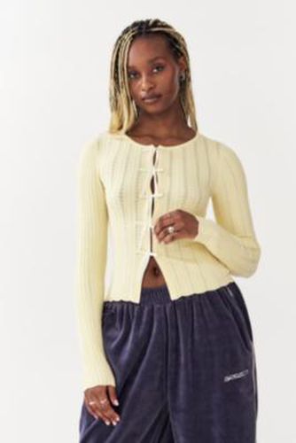 UO Peyton Pointelle Cardigan - Yellow XS at - Urban Outfitters - Modalova