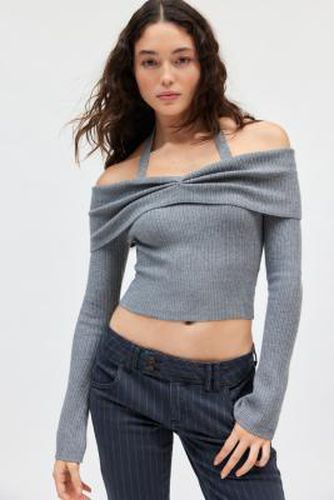 UO Devon Off-The-Shoulder Rib Knit Top - Grey XS at - Urban Outfitters - Modalova