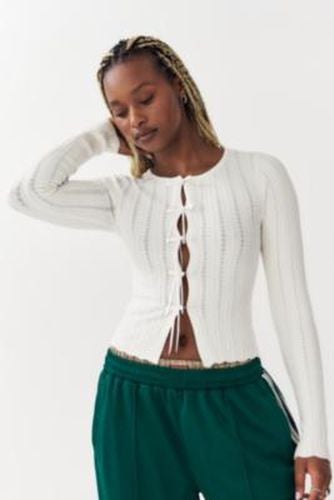 Peyton Bow Cardigan - Cream XS at Urban Outfitters - Kimchi Blue - Modalova