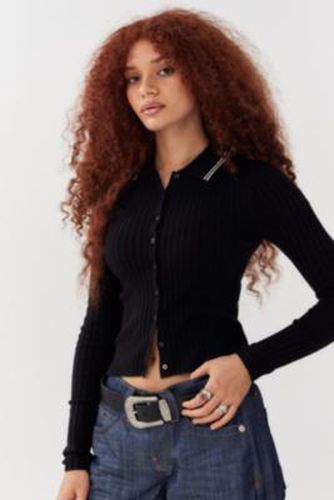 Denver Ribbed Knit Polo Top - Black XS at Urban Outfitters - BDG - Modalova