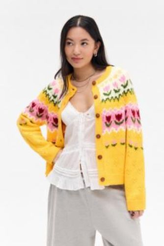 UO Tulip Pattern Cardigan - XS at - Urban Outfitters - Modalova