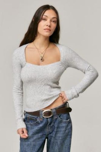 UO Cable Knit Top - Grey XS at - Urban Outfitters - Modalova