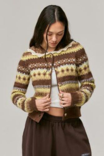 UO Sky Fairisle Lace Collar Cardigan - XS at - Urban Outfitters - Modalova