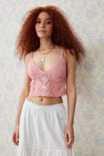 Gigi Embroidered Knit Cami Top - Pink XS at Urban Outfitters - Kimchi Blue - Modalova