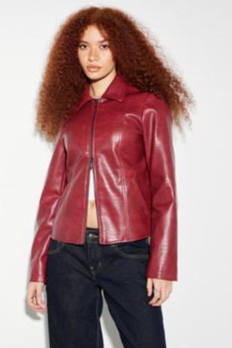 Faux Leather Fitted Jacket - Red XS at Urban Outfitters - Silence + Noise - Modalova