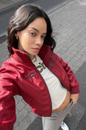 Ronnie Faux Leather Flight Jacket - Red 2XS at Urban Outfitters - BDG - Modalova