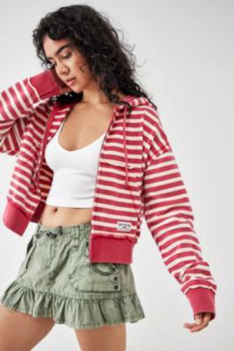 Stripe Zip-Up Hoodie - Red XS at Urban Outfitters - BDG - Modalova