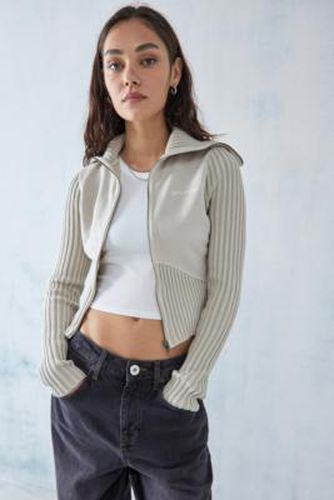 Thea Ribbed Ecru Track Top - Silver XS at Urban Outfitters - BDG - Modalova