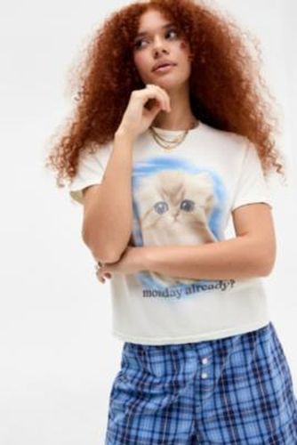 UO Monday Kitten Relaxed T-Shirt - White M/L at - Urban Outfitters - Modalova