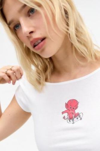 UO Little Devil Off-Shoulder T-Shirt - White XS at - Urban Outfitters - Modalova