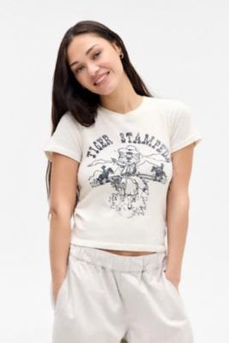 UO Tiger Stampede Hemp Baby T-Shirt - White XS at - Urban Outfitters - Modalova