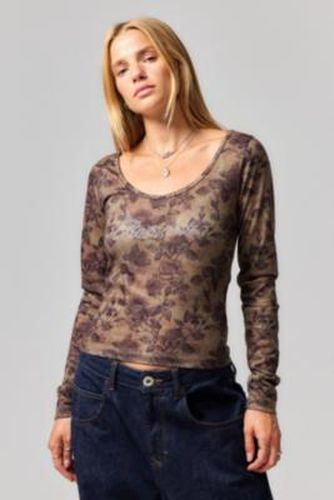 UO Diamante Floral Long Sleeve Top XS at - Urban Outfitters - Modalova