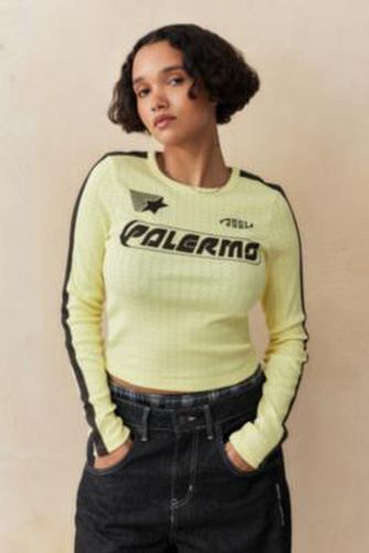 UO Palermo Pointelle Knit Top - Light Yellow XS at - Urban Outfitters - Modalova