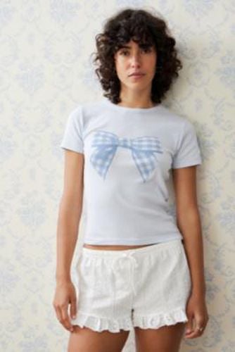 UO Gingham Bow Baby T-Shirt - Blue XL at - Urban Outfitters - Modalova