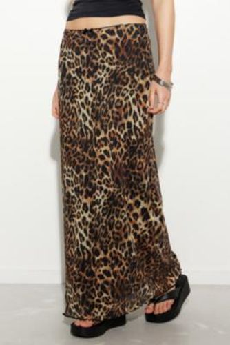 UO Leopard Print Mesh Maxi Skirt - Brown 2XS at - Urban Outfitters - Modalova