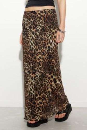 UO Leopard Print Mesh Maxi Skirt - Brown XS at - Urban Outfitters - Modalova