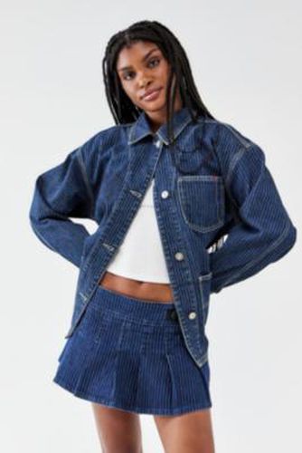 UO Pinstripe Denim Pleated Mini Skirt - Blue 2XS at - Urban Outfitters - Modalova