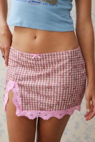 UO Gingham Slip Mini Skirt - Pink 2XS at - Urban Outfitters - Modalova