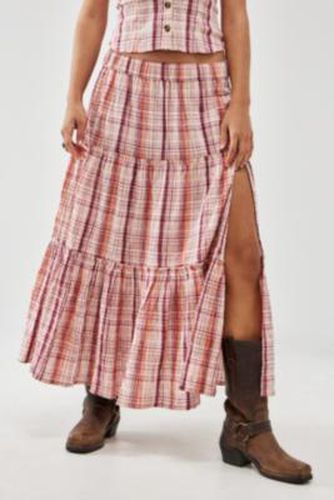 Ceilia Check Tiered Maxi Skirt - Pink 2XS at Urban Outfitters - Kimchi Blue - Modalova