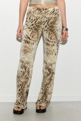 UO Leopard Print Straight-Leg Trousers - Brown XS at - Urban Outfitters - Modalova