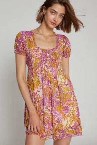 Phoebe Babydoll Mini Dress - Pink combo 2XS at Urban Outfitters - Kimchi Blue - Modalova