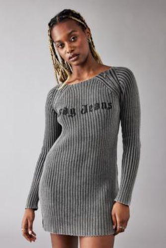 Acid-Wash Logo Ribbed Knit Dress - Grey 2XS at Urban Outfitters - BDG - Modalova