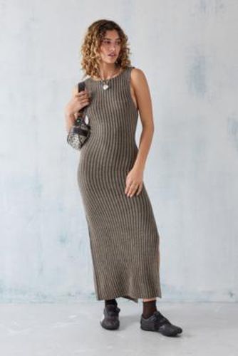 UO Tate Ribbed Knit Column Maxi Dress - Taupe 2XS at - Urban Outfitters - Modalova