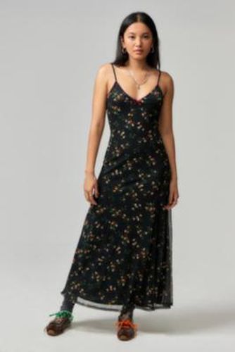 UO Floral Mesh Maxi Dress - Black 2XS at - Urban Outfitters - Modalova