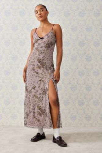 UO Floral Mesh Maxi Dress - Purple 2XS at - Urban Outfitters - Modalova