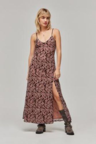 UO Pink Mesh Flocked Maxi Dress - 2XS at - Urban Outfitters - Modalova