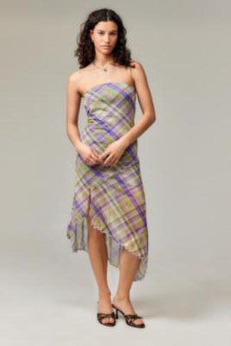 UO Check Morgan Mesh Bandeau Midi Dress - Lime 2XS at - Urban Outfitters - Modalova