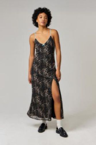 UO Leopard Print Slip Dress - Brown 2XS at - Urban Outfitters - Modalova