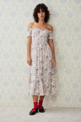 Meadow Picnic Floral Midi Dress - Cream 2XS at Urban Outfitters - Kimchi Blue - Modalova