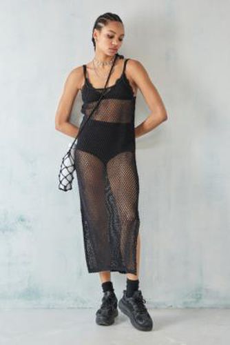 UO Fishnet Knit Midi Dress - Black XS at - Urban Outfitters - Modalova