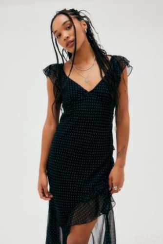Vixen Polka Dot Asymmetric Midi Dress - Black 2XS at Urban Outfitters - Light Before Dark - Modalova