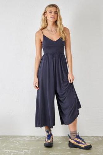 UO Molly Cupro Culotte Jumpsuit - Black 2XS at - Urban Outfitters - Modalova