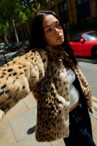 Leopard Print Faux Fur Coat Jacket - Brown 2XS at Urban Outfitters - Silence + Noise - Modalova